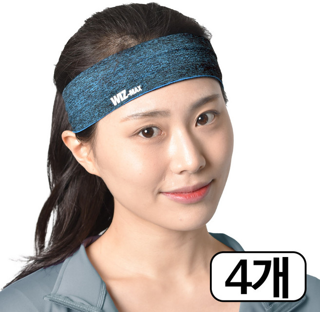 위즈모아 라이트 쿨 헤어밴드 4P, 블루, 4개