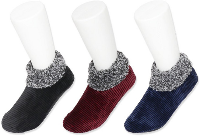 여성 불타는 벨벳버선 라인패턴 보카시카바 3켤레 3켤레 겨울 방한 수면