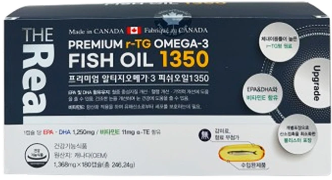 더리얼 프리미엄 알티지 오메가3 피쉬오일1350, 180정, 1개 - 쿠팡