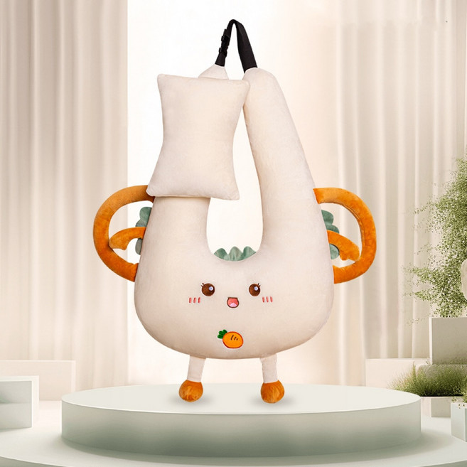 윈웨이 차량용 목꺽임방지 안전벨트쿠션 캐릭터바디쿠션 세트, 1세트, 토스트