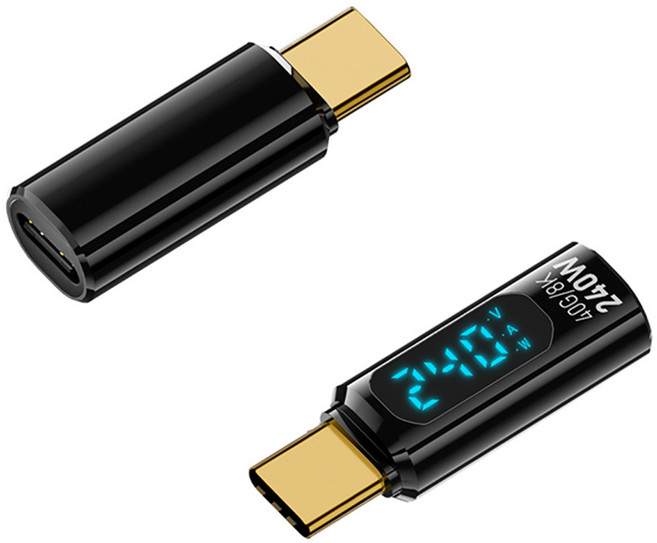 ibits MDD USB4數顯轉接頭 TypeC母轉公 240W快充 8K投影 40Gb傳輸, 1個, 240W黑色