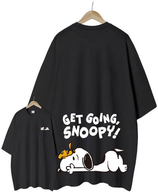 엠제이스타 피너츠 라이센스 여성 슬립 스누피 반팔 루즈핏 롱 프린팅 캐릭터 티셔츠 오버핏 반팔티