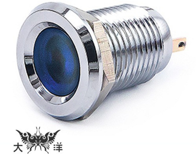 CMP 12mm 銅鍍鉻凹面指示燈, 1個, DC24V 綠色