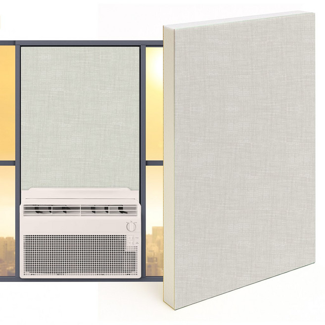 창문형에어컨 가림막 창문가리개 백색스티로폼 단열재 간편설치 맞춤제작, 코튼 베이지