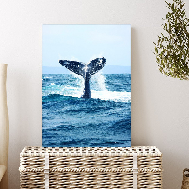 바다사진 물그림 바다액자 물사진 물멍 카페 감성 해변 창문 인테리어 캔버스 액자, 20.바다고래(세로형)