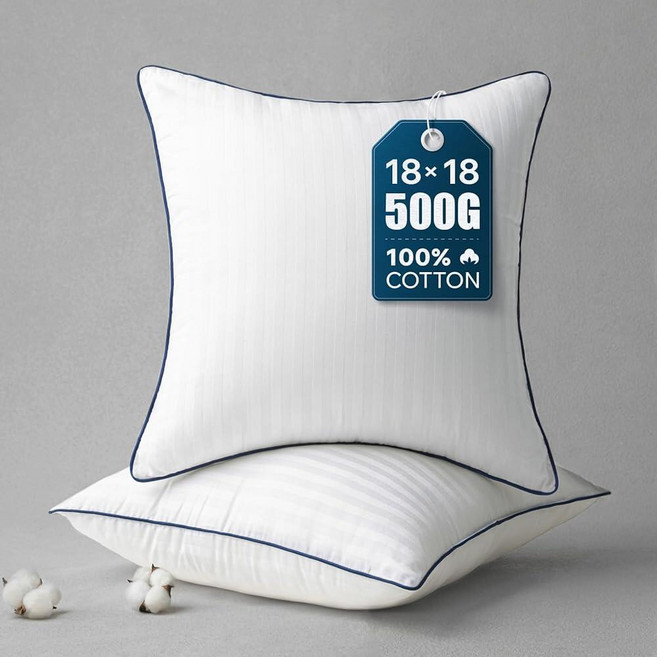Phantoscope 30.5x50.8cm(12x20인치) 베개 인서트 100% 면 자카드 커버가 있는 장식용 쿠션 버진 섬유 샴 스터퍼 요추 스퀘어 소파 베개 1팩 2, 화이트