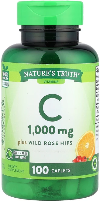 Natures Truth 네이쳐스트루쓰 비타민C 와일드 로즈 힙스 100 태블릿 건강 영양제, 1개, 100정 - 쿠팡