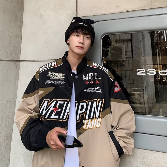 남성 야구점퍼 봄가을용 루피안 스타일, XXL, 카키