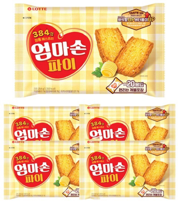 롯데 엄마손파이 254g x 5개, 없음