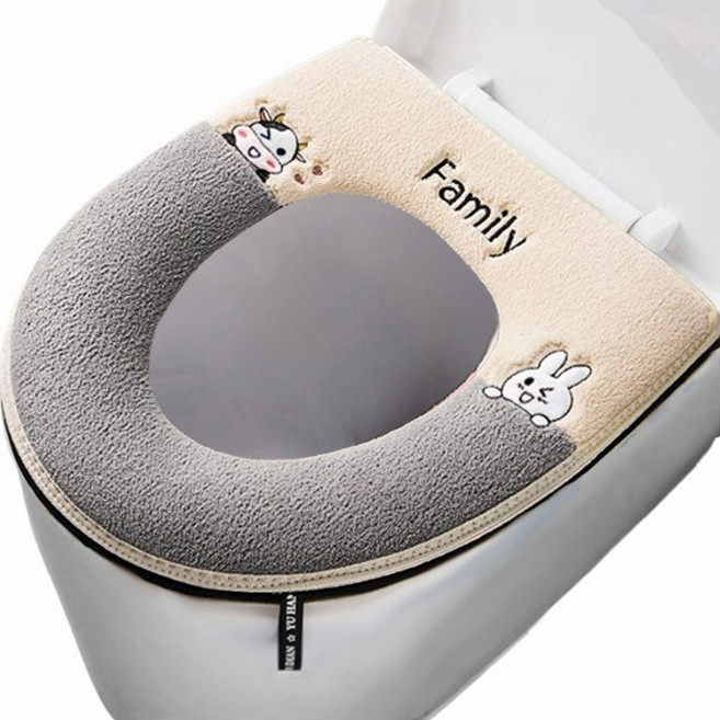 코이노리 빨아쓰는 극세사 변기 시트 커버 고급형, d. 그레이+아이보리