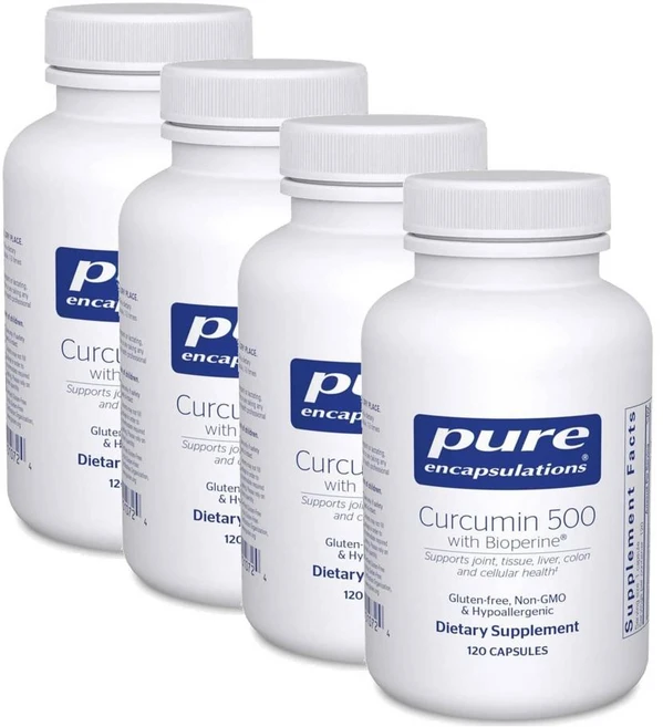 퓨어인캡슐레이션 커큐민 500 바이오페린 함유 캡슐 Pure Encapsulations Curcumin 500 with Bioperine, 4개, 120정 - 쿠팡