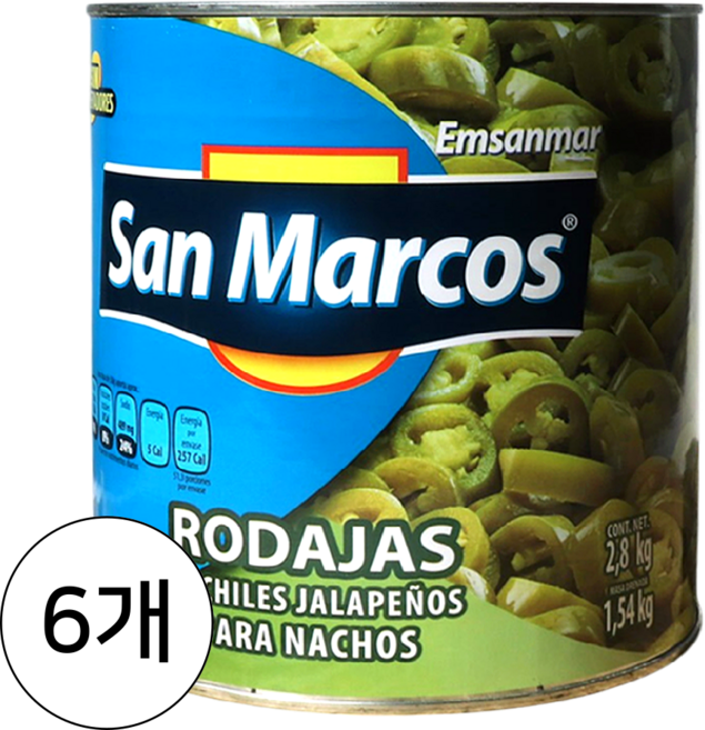 오뚜기 산마르코스 슬라이스할라피뇨피클 2.75kg, 2.8kg, 6개