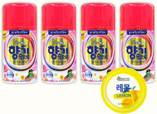 산도깨비 향기속으로 리필용 방향제 레몬향, 290ml, 4개