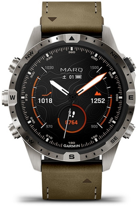 가민 MARQ Adventurer Gen 2 마크 어드벤처 젠2 46 mm 레더＆FKM 러버 밴드 Suica 대응 GPS 워치 010-02648-D2