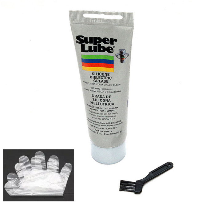 슈퍼루브 실리콘 구리스 85g 튜브형 실리콘 타입 브러쉬 장갑 세트 미국산 미제 고무 플라스틱 식품용 식용 윤활제 방청 고온 내열, 1개