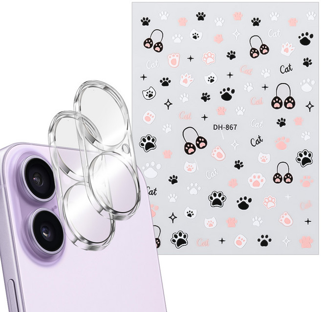 더조은셀러 아이폰17 호환 카메라 강화유리필름 2개 폰꾸 카꾸 스티커 레시피 폰꾸미기 DIY 하우징 플레토 보호 핀셋 포함 세트, 1세트