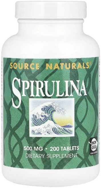 소스내추럴스 스피룰리나 500mg Spirulina 해조류 슈퍼 그린 타블렛 200정, 1개, 120g - 쿠팡