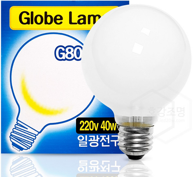 일광전구 백열 볼 전구 G80 40W 불투명, 1개