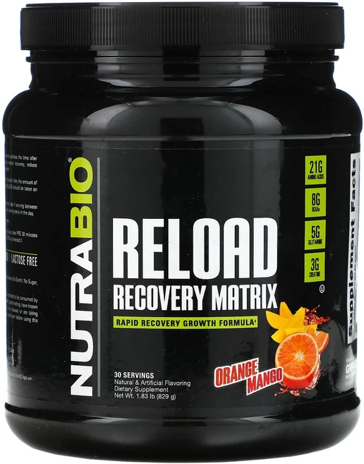 뉴트라바이오랩스 리로드 리커버리 매트릭스 오렌지 망고 829g 1.83lb, 1개 - 쿠팡