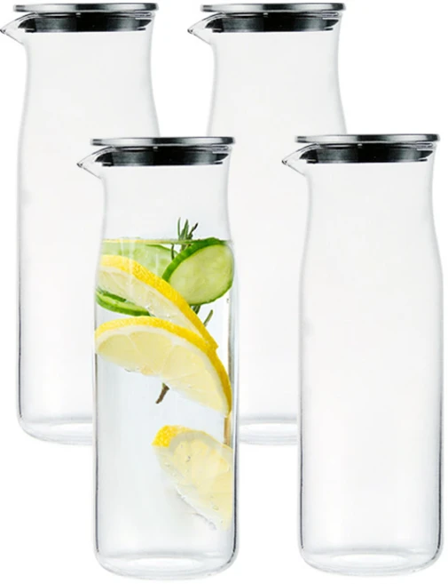 솔레이 스텐뚜껑 내열유리 냉장고 물병 보틀, 4개, 1000ml, 투명 - 쿠팡
