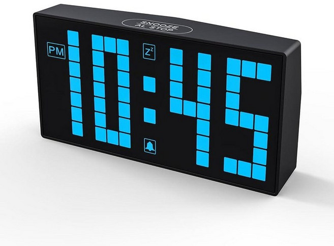 KWANWA Auto-Dimming Digital Alarm Clock with Weekend Mode & Battery Backup 12/24H DST Small LED, 블루 LED