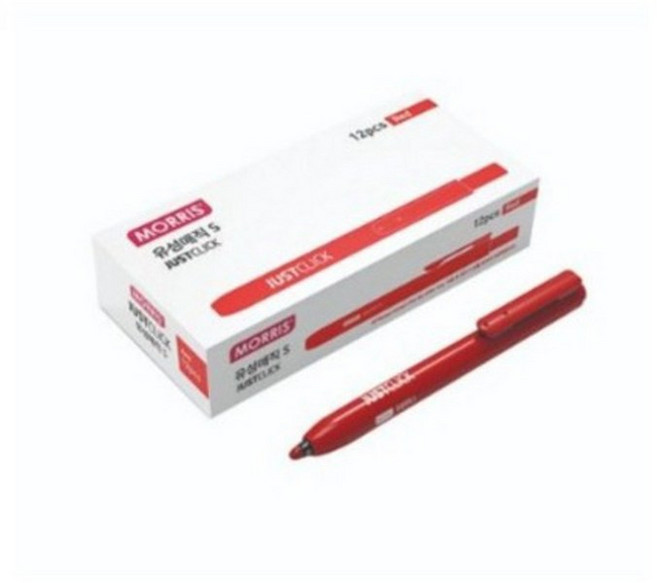 모리스 저스트클릭 유성매직 S, 적색, 12개