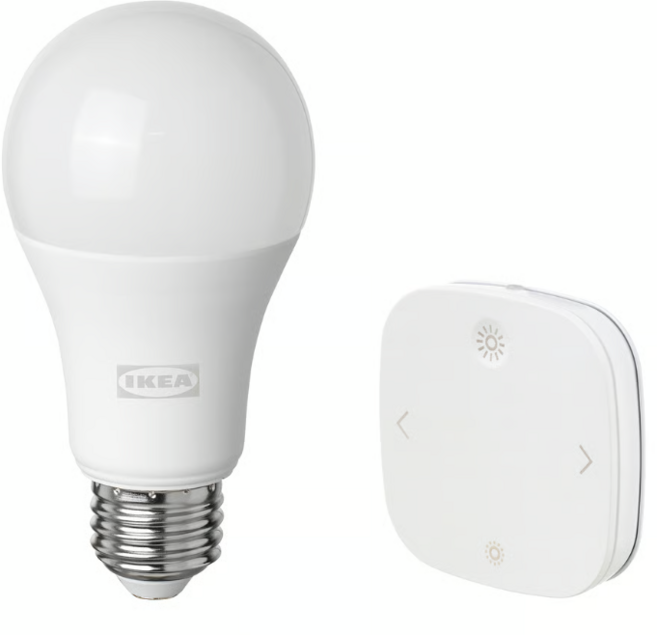 이케아 트로드프리 스타터키트 스마트/무선밝기조절 화이트 스펙트럼 E26 805.475.72, 1개, 조절 가능한 흰색