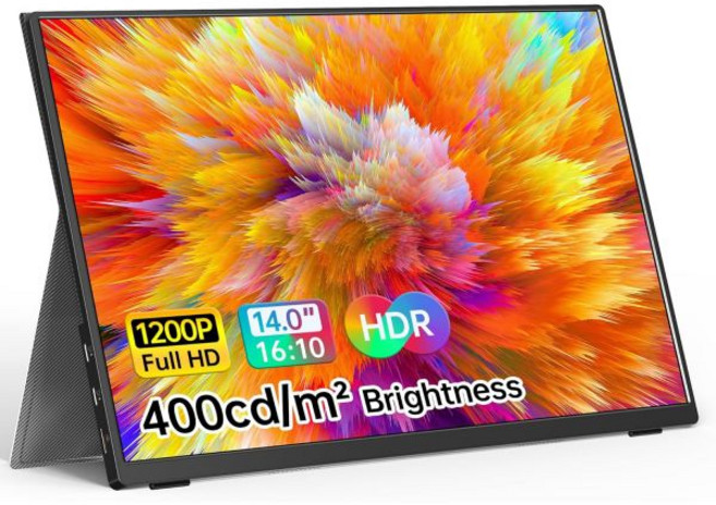 VILVA 빌바 포터블 모니터 for 노트북 - 156인치 1080P FHD IPS 디스플레이 USB-C HDMI 휴대용 노트북용 커버 및 스피커 포함 외부 노트북PCMac폰X, 14'', 1개