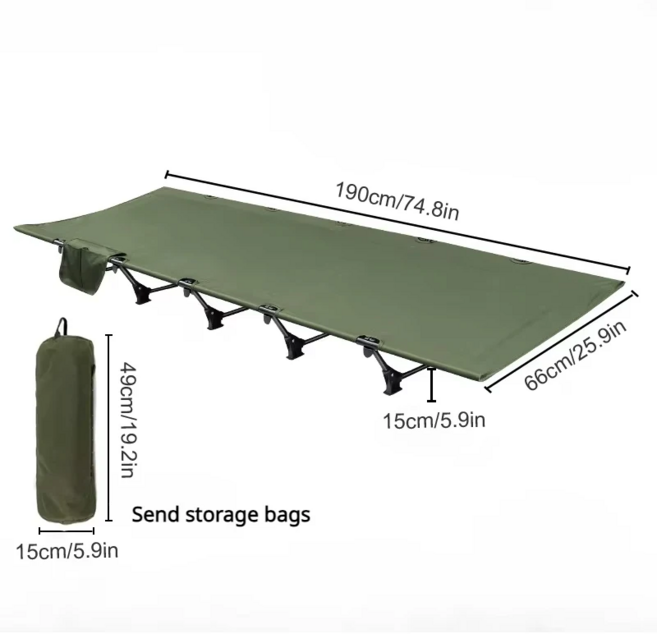 캠핑 야전침대 내하중 150kg 쉬운 조립 휴대용 접이식 침대 베드 백패킹 등산 여행 배낭 하이킹 슬리핑 야외 초경량 소형 텐트, 그린