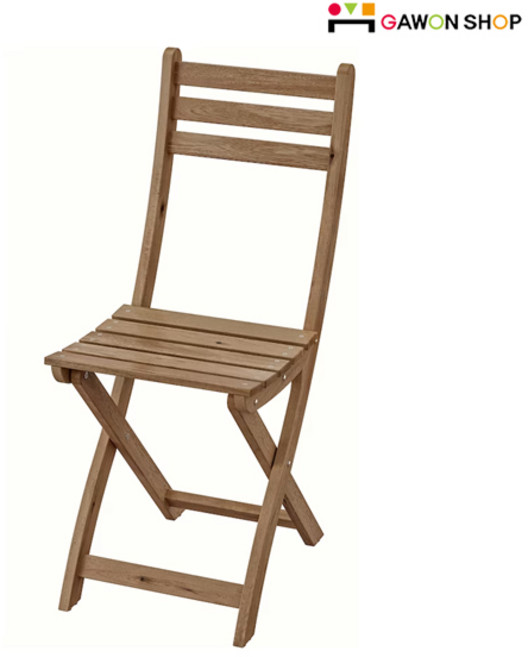 이케아 ASKHOLMEN 원목 접이식 의자/야외의자, 라이트스테인-브라운