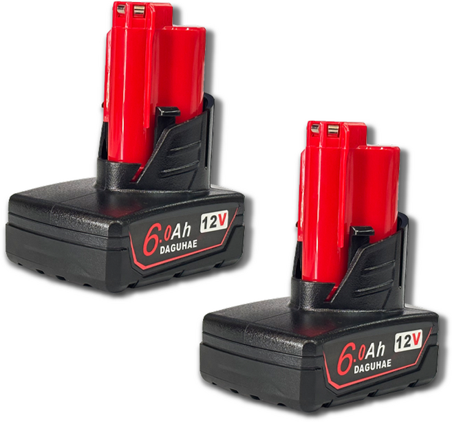 DAGUHAE 호환 밀워키 배터리 M12 12V KC인증 국내당일 발송 A/S보증 12V 6.0Ah 6000mAh, 2개