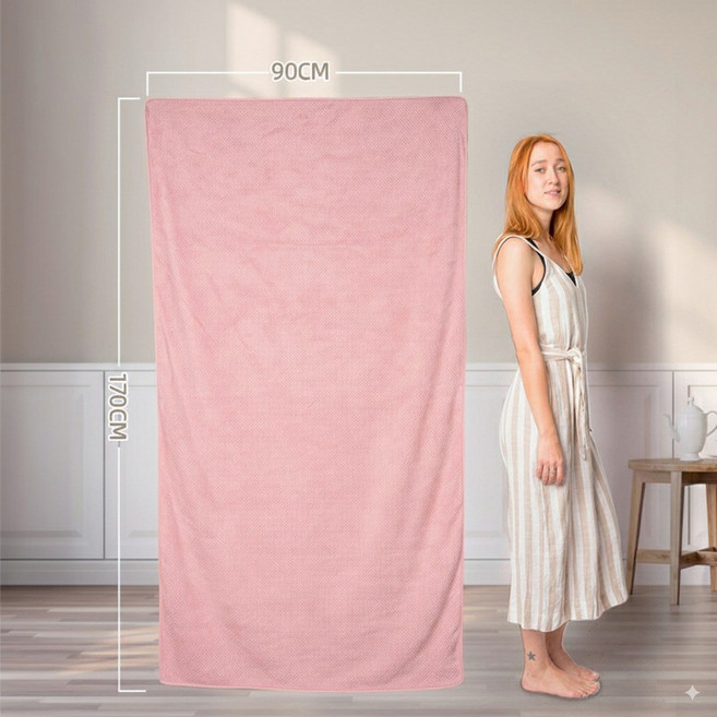 스토리원 1+1 벌집 특대형 비치타월 타올 바스 목욕 샤워 수건 피크닉 U-SSAC44, 핑크+핑크, 2개