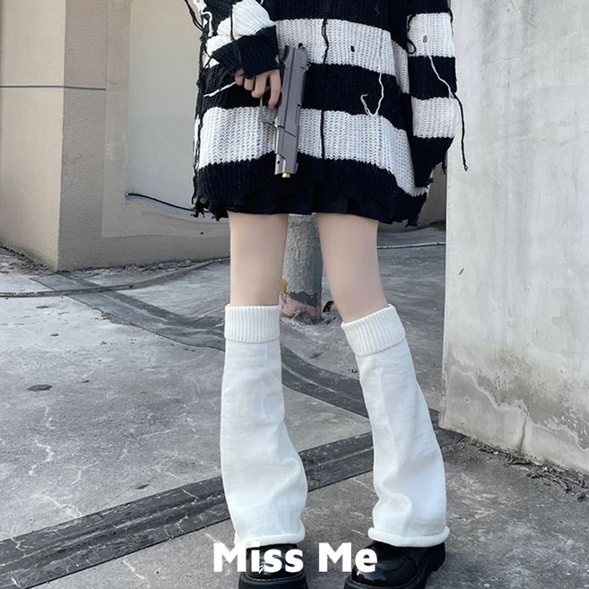 Miss Me 韓風Y2K喇叭堆堆襪套 白色 多種長度