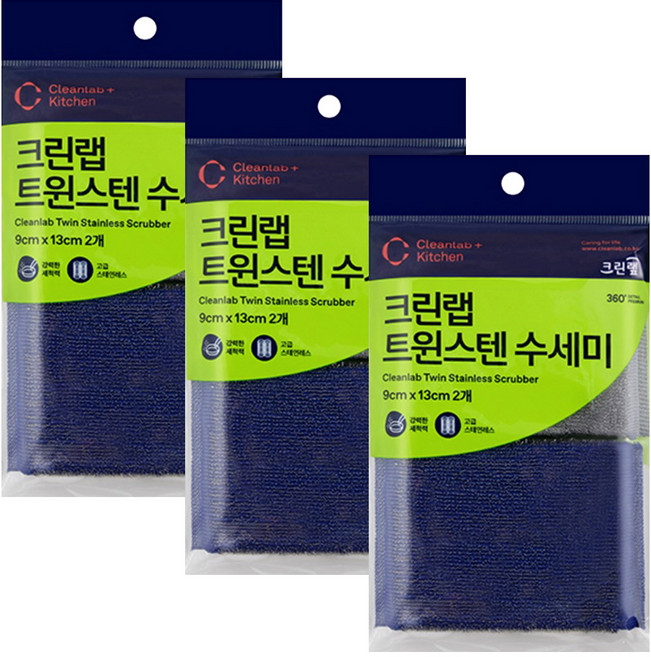 크린랩 트윈스텐 수세미 2매입 X 3개, 2개입