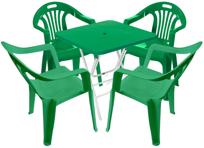 플라스틱테이블 야외테이블 편의점 포장마차 간이 접이식 테이블 의자 세트, 사각테이블+팔걸이의자, 그린