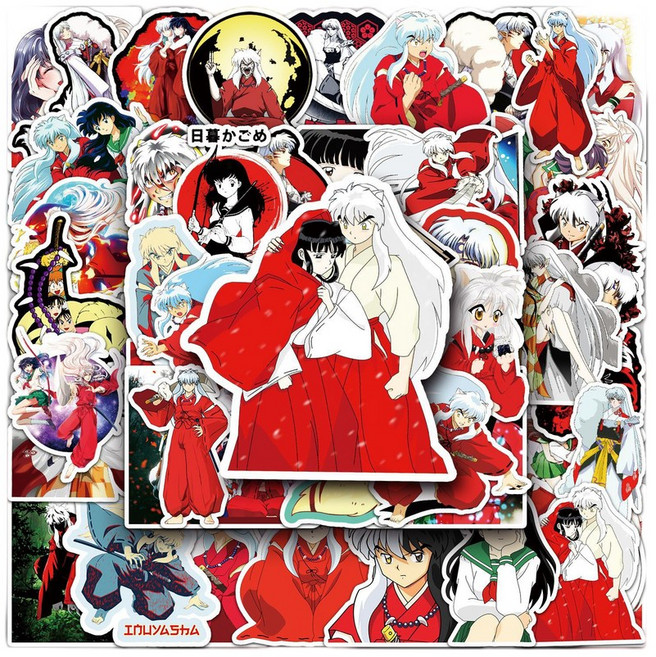 애니메이션 방수 스티커 50장 다꾸 다이어리 꾸미기 스케이드보드, 50개, 이누야샤