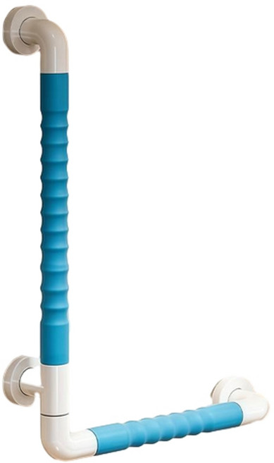 適老化浴室安全扶手 藍色 43cm, 康養L型扶手90度摺疊 51cmx43cm - 藍色, 1套