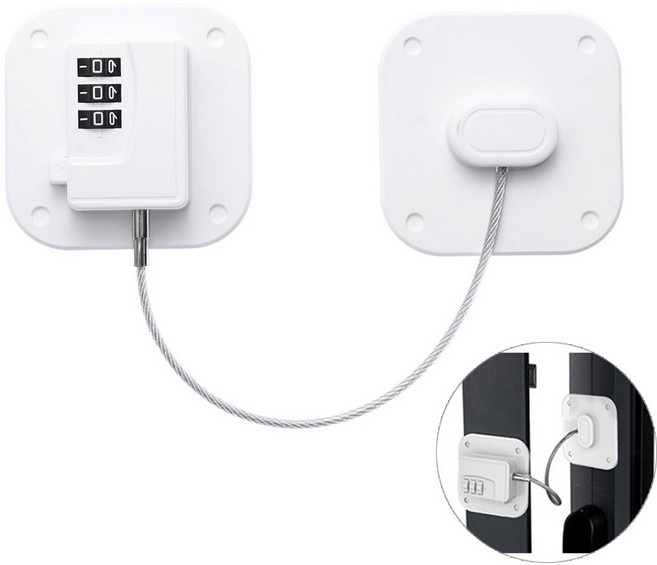 다용도 와이어 번호형 잠금장치 냉장고 자물쇠 번호형 냉장고시건장치, 냉장고 서랍 자물쇠 와이어 번호 잠금장치 시건장치, 1개