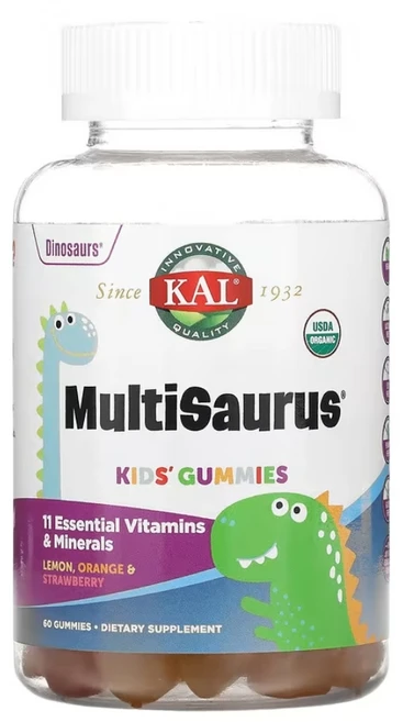 KAL 어린이 멀티비타민 과일맛 60젤리 어린이 종합비타민 비타민 A B C D E 비오틴 요오드 아연, 1개, 60정 - 쿠팡