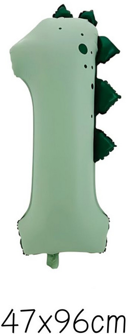 數字3恐龍造型鋁箔氣球 61x107cm, 淺綠色, 1個