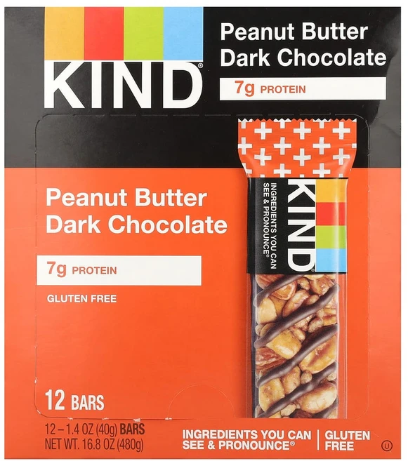 카인드바 KIND 플러스 땅콩 버터 다크 초콜릿 바 12개입 각 40g(1.4 oz), 1개, KIN17156 - 쿠팡