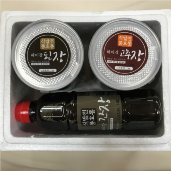된장 고추장 간장 세트(소) 혜미강장류세트1 황금색 보자기로 포장합니다., 1개