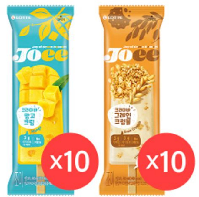 롯데 JOEE 크리미바 망고&그레인 각 10개씩 80ml 20개