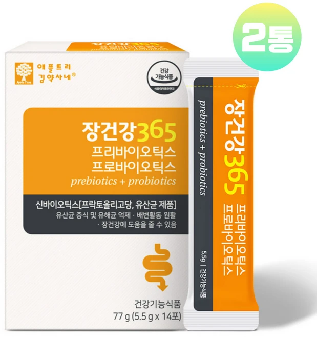 장건강365 유산균 신바이오틱스 FOS 온가족 장건강 프로바이오틱스 분말 가루 스틱, 2개, 14회분 - 쿠팡