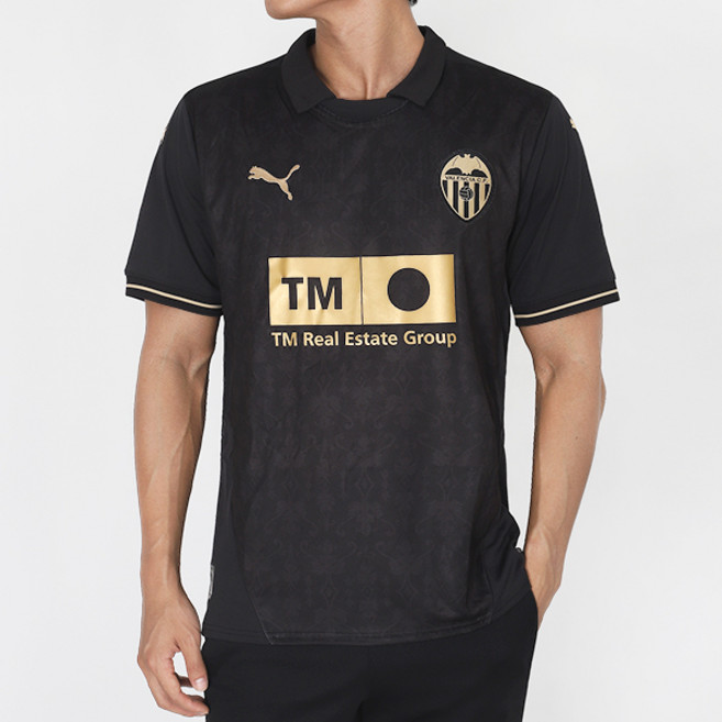 푸마 라리가 발렌시아 CF AWAY 반팔 저지 Uniform 202425 블랙-골드 로고