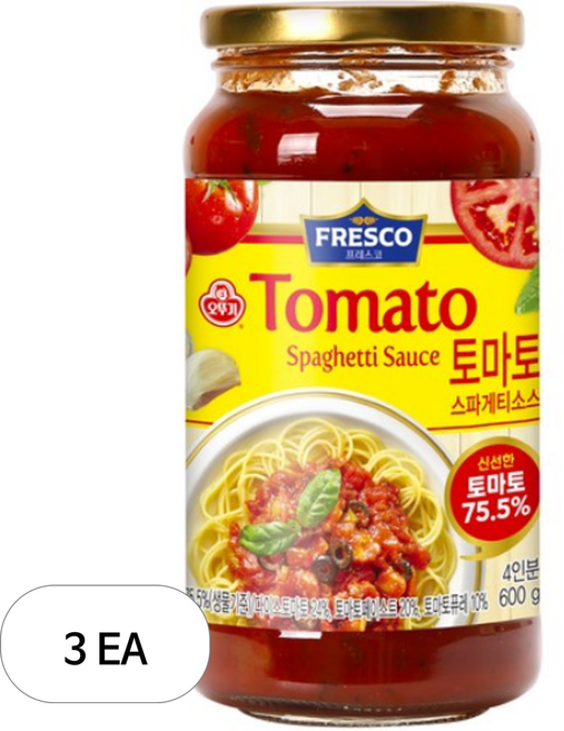 오뚜기프레스코 토마토 스파게티소스, 600g, 3개