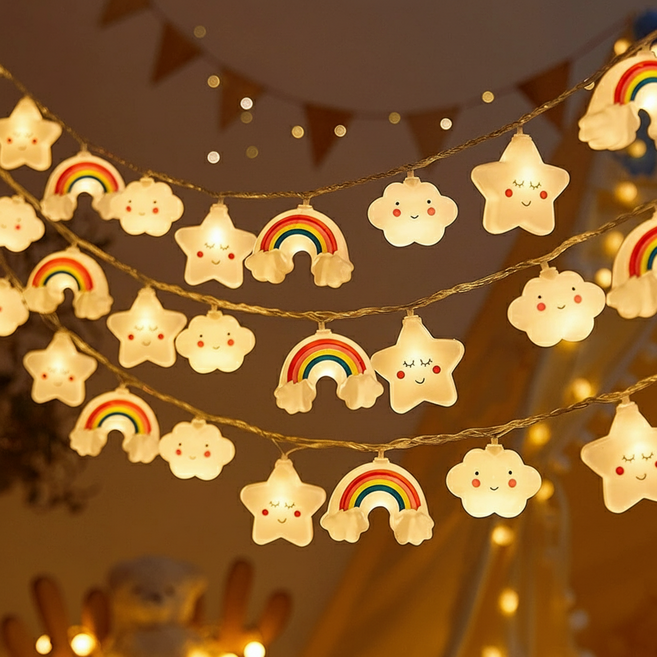 [별빛가득!] 애니윙 꿈꾸는밤 USB건전지 무지개 무드등 스트링 줄조명 20구, 1개, 화이트 3m