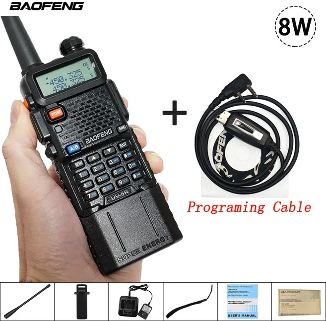 스마트밴드 스마트워치 미밴드Baofeng 장거리 UV-5R 워키토키 듀얼 밴드 UHF VHF 양방향 cb무전기 충전 C타, 01 BRITISH, 06 1PCS TypeC-Cable