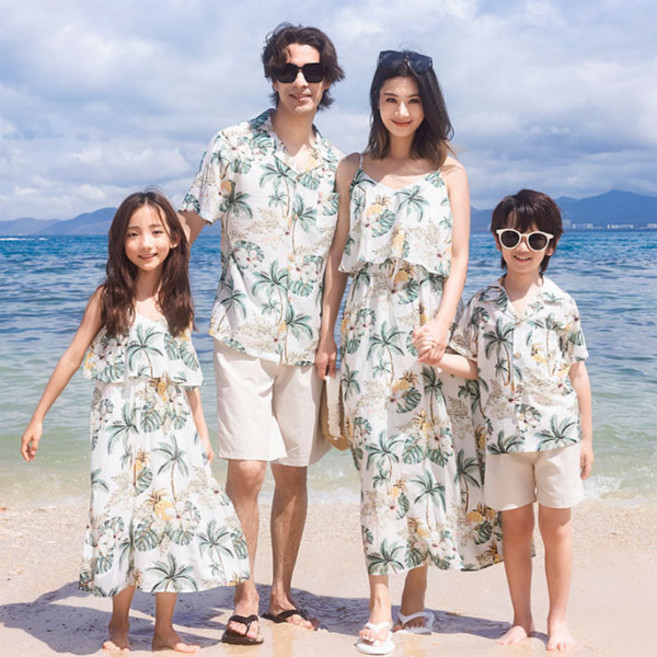 야자수 가족 여행룩 패밀리룩 바캉스 원피스 여름휴가 동남아여행룩
