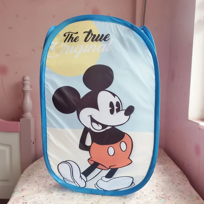 릴로 & 스티치 접이식 보관 바구니 카와이 애니메이션 캐릭터 미키 마우스 패턴 세탁 바구니 만화 의류 정, 03 Mickey Mouse